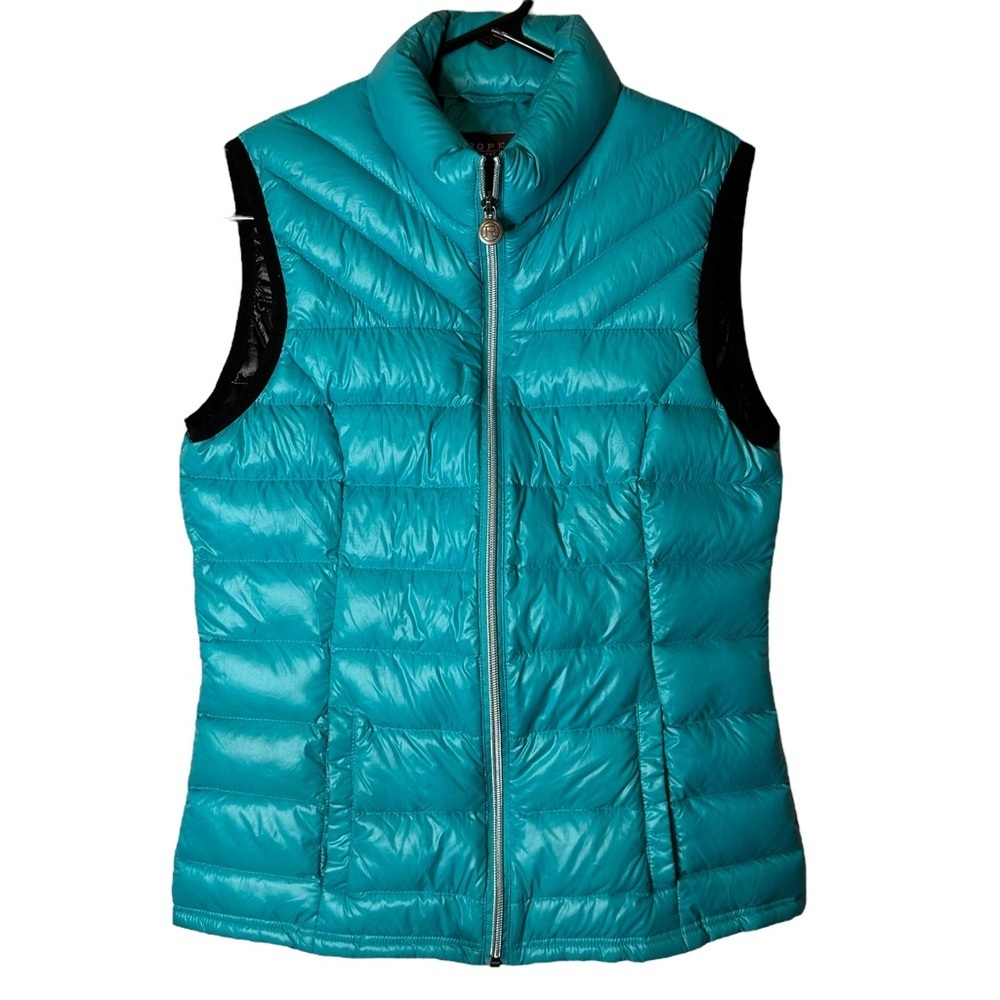 Roper Teal Blue/Green Puffer Vest Black Trim Down Feather Fill Size XS‎